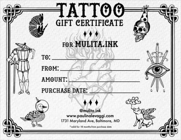 Tattoo Gift Certificate